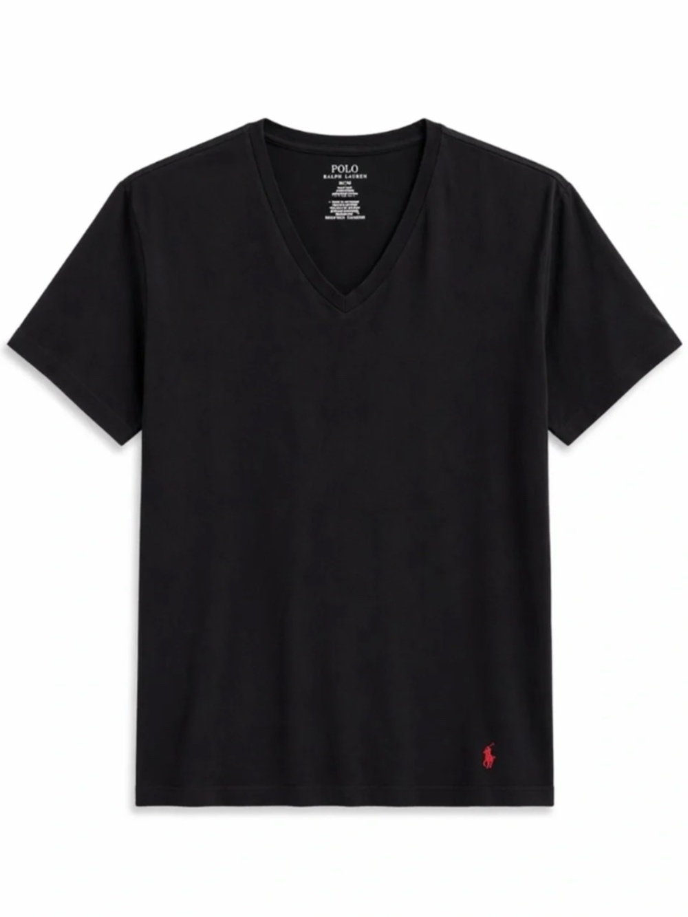 4/$20➡️ Polo Ralph Lauren Black V-Neck Tee with Red Pony – Size Medium *Flaw
